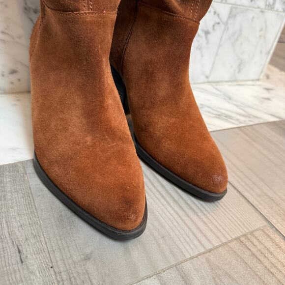 Naturalizer Fae Knee High Boot Saddle Tan Suede Western Chic 7.5W NEW - Picture 4 of 9